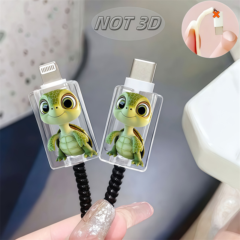 2D 평면 2개 귀여운 만화 거북이 모양 휴대폰 충전  - Sleeved Cable Kit 리뷰 및 가격
