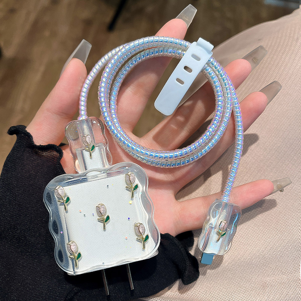 귀여운 3D 진주 충전기 보호대, 아이폰 18W 20W - Sleeved Cable Kit 리뷰 및 가격